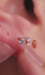 KOSINER Multicolor 14K Gold Double CZ Studs in Curated Ear Piercing, Everyday Wear Look