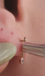 KOSINER 14K Solid Gold Minimal Leaf Branch Flat Back Piercing Stud, Nickel-Free Waterproof Dainty Nature Inspired Cartilage Earring for Multi Piercing 