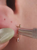 KOSINER 14K Solid Gold Minimal Leaf Branch Flat Back Piercing Stud, Nickel-Free Waterproof Dainty Nature Inspired Cartilage Earring for Multi Piercing 