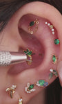 kosiner jewelry 14K Solid Gold Green Marquise Flatback Stud
