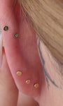 Kosiner Jewelry KOSINER 14K Solid Gold Delicate Pave Crescent Flat Back Stud