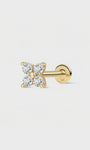 KOSINER 14K Solid Gold Sparkle Flower Lab-Grown Diamond Flat Back Stud, Hypoallergenic Cartilage Earring