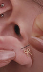 KOSINER 14K gold four-pointed star stud, minimalist design for curated ear stack layering