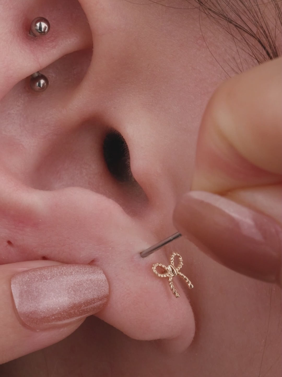 KOSINER 14K gold four-pointed star stud, minimalist design for curated ear stack layering