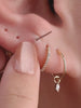 KOSINER 14K Solid Gold Dual Bezel Marquise Dangle Flat Back Stud, Nickel-Free Waterproof Elegant Dainty Multi Piercing Jewelry for Women