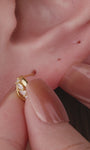 Ear stacking look with assorted KOSINER 14K solid gold marquise disc cartilage piercing studs, multi-position helix lobe layered ear jewelry styling