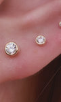 KOSINER 14K Solid Gold Dainty Bezel Flat Back Stud Waterproof Hypoallergenic Piercing Jewelry